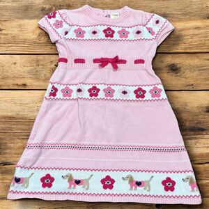 Gymboree 4T Knit Sweater Dress Pink Floral Dog Valentine Hearts 2010 Line